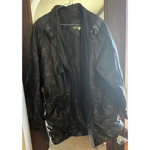 Long black genuine leather jacket!